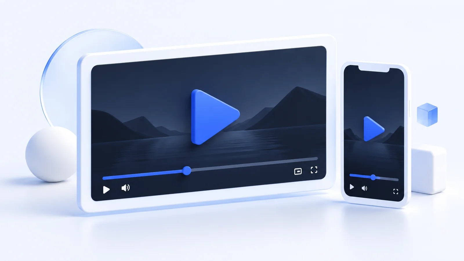 VideoPlayer auf einem großen Bildschirm und einem mobilen Gerät